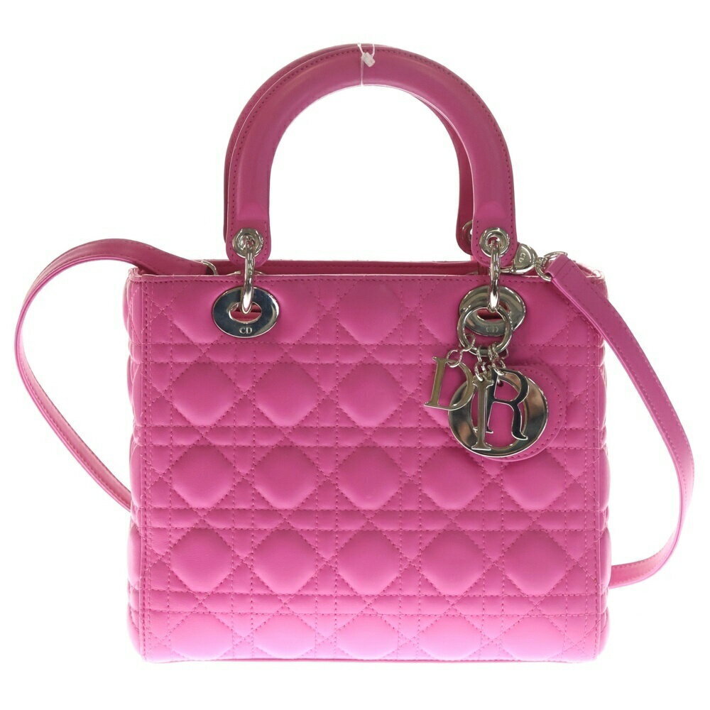 Christian Dior Lady Handbag Shoulder Bag Pink Leather